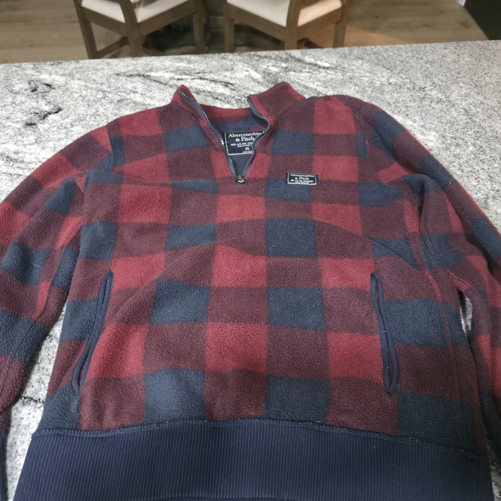 Men's Red and Black Checkered Sweater